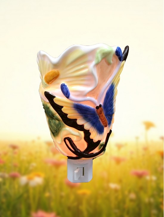 Porcelain Blue Butterfly Night Light with Gift Box Porcelain Blue Butterfly Night Light with Gift Box